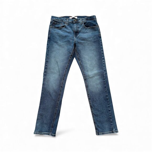 Levi’s Taper Leg Blue Denim Jeans Girl's Size 16 Reg Adjustable Waist - Picture 1 of 11